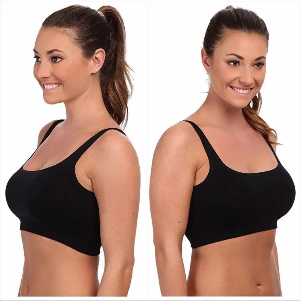 Yummie Black Full Coverage Sports Bra Sz S/M